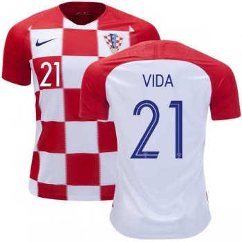 Croatia #21 Vida Home Soccer Country Jersey