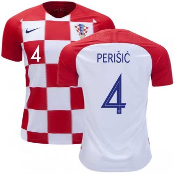 Croatia #4 Perisic Home Kid Soccer Country Jersey