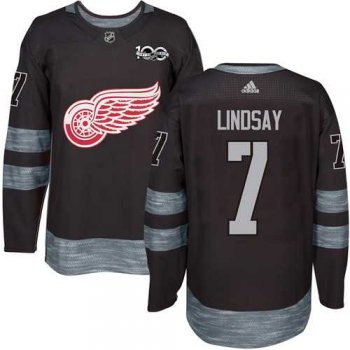 Detroit Red Wings #7 Ted Lindsay Black 1917-2017 100th Anniversary Stitched NHL Jersey