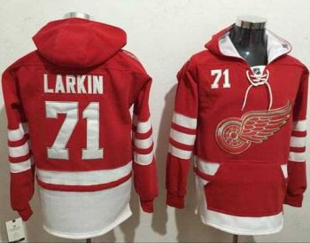 Detroit Red Wings #71 Dylan Larkin Red Name & Number Pullover NHL Hoodie