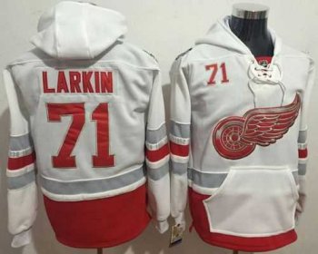 Detroit Red Wings #71 Dylan Larkin White Name & Number Pullover NHL Hoodie