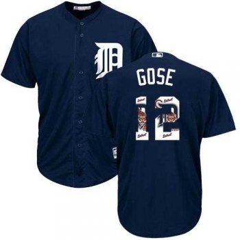 Detroit Tigers #12 Anthony Gose Navy Blue Team Logo Fashion Stitched MLB Jersey