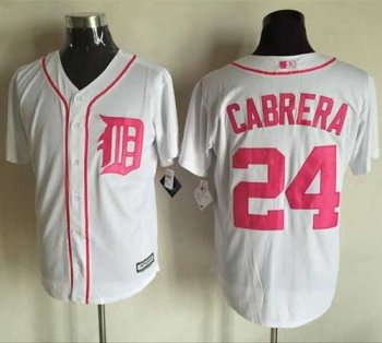 Detroit Tigers #24 Miguel Cabrera White New Cool Base Mother's Day Stitched MLB Jersey