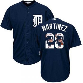 Detroit Tigers #28 J. D. Martinez Navy Blue Team Logo Fashion Stitched MLB Jersey