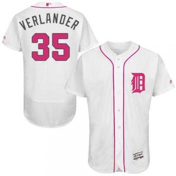 Detroit Tigers #35 Justin Verlander White Flexbase Authentic Collection Mother's Day Stitched MLB Jersey