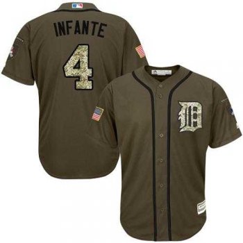 Detroit Tigers #4 Omar Infante Green Salute to Service Stitched MLB Jersey