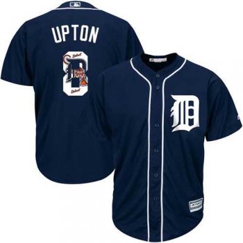 Detroit Tigers #8 Justin Upton Navy Blue Team Logo Fashion Stitched MLB Jersey