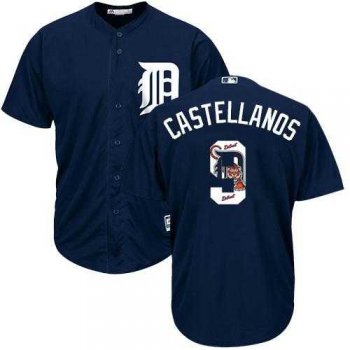 Detroit Tigers #9 Nick Castellanos Navy Blue Team Logo Fashion Stitched MLB Jersey