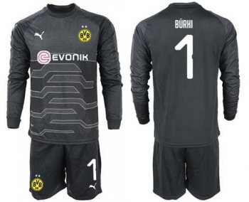 Dortmund #1 Burki Black Goalkeeper Long Sleeves Soccer Club Jersey