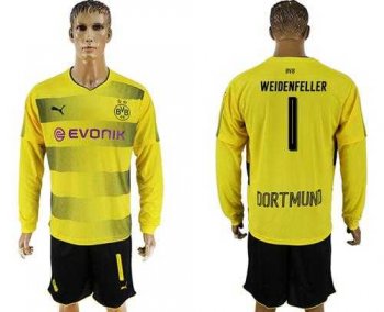 Dortmund #1 Weidenfeller Home Long Sleeves Soccer Club Jersey