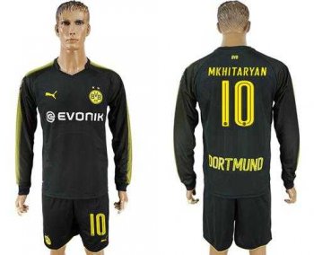 Dortmund #10 Mkhitaryan Away Long Sleeves Soccer Club Jersey