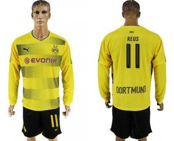 Dortmund #11 Reus Home Long Sleeves Soccer Club Jersey