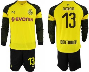 Dortmund #13 Guerreiro Home Long Sleeves Soccer Club Jersey