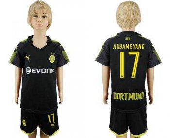 Dortmund #17 Aubameyang Away Kid Soccer Club Jersey