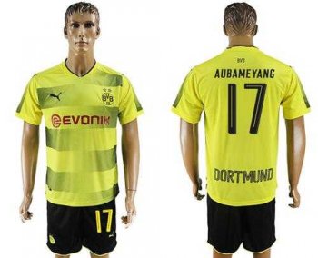 Dortmund #17 Aubameyang Home Soccer Club Jersey