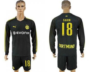 Dortmund #18 Sahin Away Long Sleeves Soccer Club Jersey