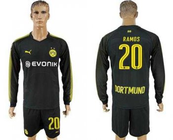 Dortmund #20 Ramos Away Long Sleeves Soccer Club Jersey