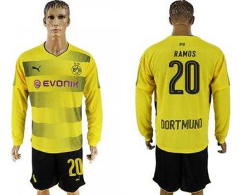 Dortmund #20 Ramos Home Long Sleeves Soccer Club Jersey