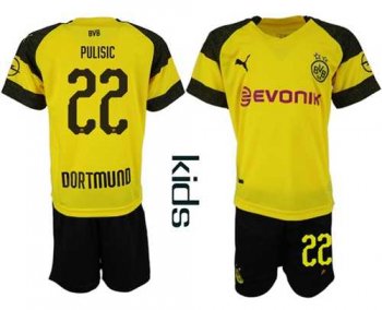 Dortmund #22 Pulisic Home Kid Soccer Club Jersey