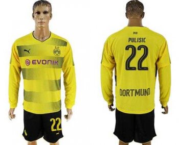 Dortmund #22 Pulisic Home Long Sleeves Soccer Club Jersey