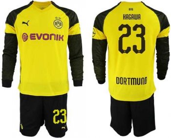 Dortmund #23 Kagawa Home Long Sleeves Soccer Club Jersey