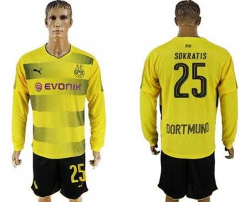 Dortmund #25 Sokratis Home Long Sleeves Soccer Club Jersey