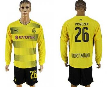 Dortmund #26 Piszczek Home Long Sleeves Soccer Club Jersey