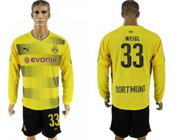 Dortmund #33 Weigl Home Long Sleeves Soccer Club Jersey