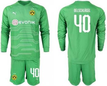 Dortmund #40 Oelschlagel Green Goalkeeper Long Sleeves Soccer Club Jersey