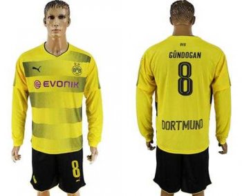 Dortmund #8 Gundogan Home Long Sleeves Soccer Club Jersey