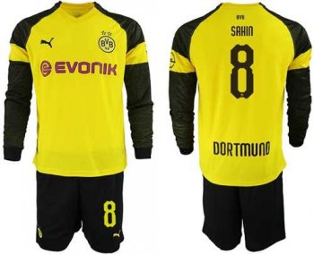 Dortmund #8 Sahin Home Long Sleeves Soccer Club Jersey