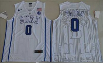 Duke Blue Devils #0 Jayson Tatum White Basketball Elite Stitched NCAA Jersey