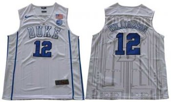 Duke Blue Devils #12 Zion Williamson White Basketball Elite Stitched NCAA Jersey