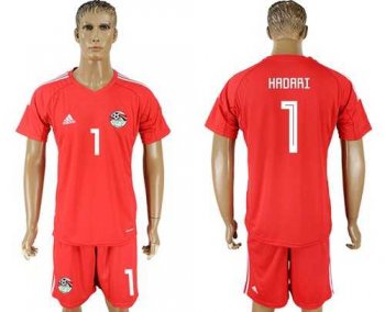 Egypt #1 Hadari Red Goalkeeper Soccer Country Jersey