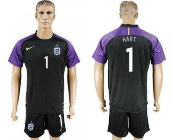 England #1 Hart Black Goalkeeper Soccer Country Jersey