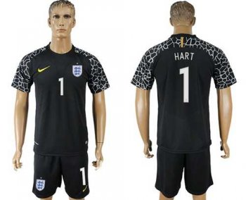 England #1 Hart Black Goalkeeper Soccer Country Jersey