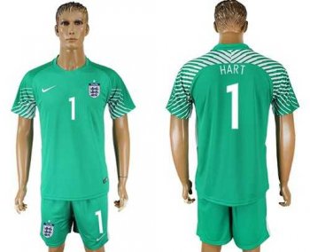 England #1 Hart Green Goalkeeper Soccer Country Jersey