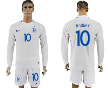 England #10 ROONEY Goalkeeper Home 2018 FIFA World Cup Long Sleeve Soccer Jersey