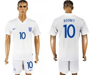 England #10 Rooney Home Soccer Country Jersey