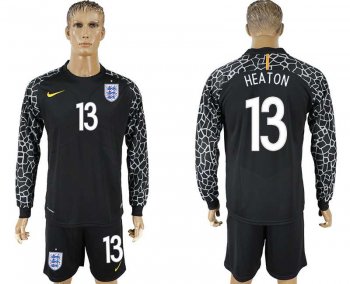 England #13 HERTON Black Goalkeeper 2018 FIFA World Cup Long Sleeve Soccer Jersey