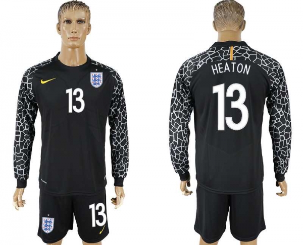 England #13 HERTON Black Goalkeeper 2018 FIFA World Cup Long Sleeve Soccer Jersey