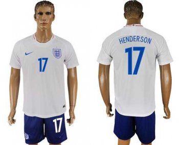 England #17 Henderson Home Soccer Country Jersey