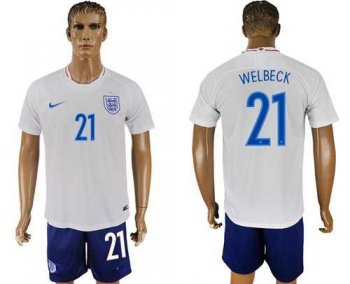 England #21 Welbeck Home Soccer Country Jersey