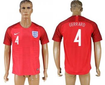 England #4 Gerrard Away Soccer Country Jersey