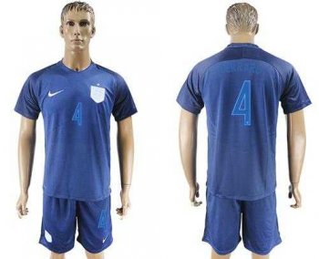 England #4 Gerrard Away Soccer Country Jersey