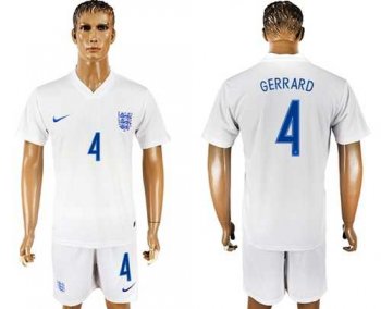 England #4 Gerrard Home Soccer Country Jersey