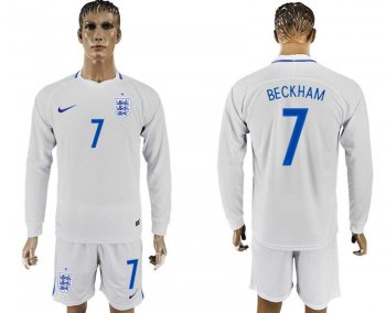 England #7 BECKHAM Goalkeeper Home 2018 FIFA World Cup Long Sleeve Soccer Jersey