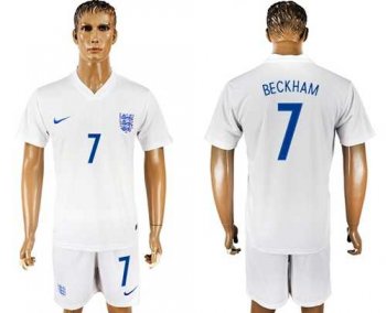 England #7 Beckham Home Soccer Country Jersey