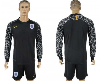 England Black Goalkeeper 2018 FIFA World Cup Long Sleeve Soccer Jersey