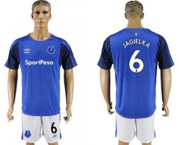 Everton #6 Jagielka Home Soccer Club Jersey